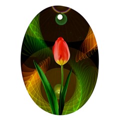 Tulip Flower Background Nebulous Ornament (oval)