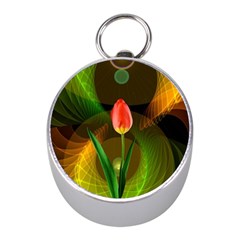 Tulip Flower Background Nebulous Mini Silver Compasses by Nexatart