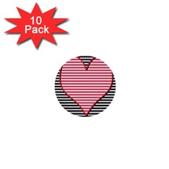 Heart Stripes Symbol Striped 1  Mini Buttons (10 Pack)  by Nexatart