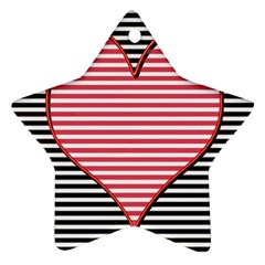 Heart Stripes Symbol Striped Star Ornament (two Sides) by Nexatart