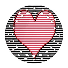 Heart Stripes Symbol Striped Ornament (round Filigree) by Nexatart