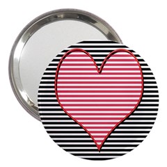Heart Stripes Symbol Striped 3  Handbag Mirrors by Nexatart