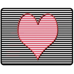 Heart Stripes Symbol Striped Double Sided Fleece Blanket (medium) 