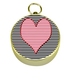 Heart Stripes Symbol Striped Gold Compasses by Nexatart