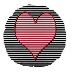 Heart Stripes Symbol Striped Large 18  Premium Flano Round Cushions by Nexatart