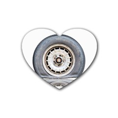 Flat Tire Vehicle Wear Street Rubber Coaster (heart)  by Nexatart