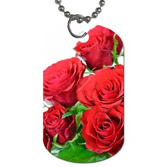 A Bouquet Of Roses On A White Background Dog Tag (one Side) by Nexatart