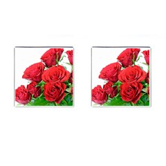 A Bouquet Of Roses On A White Background Cufflinks (square) by Nexatart