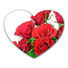 A Bouquet Of Roses On A White Background Heart Mousepads by Nexatart