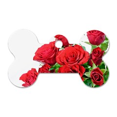 A Bouquet Of Roses On A White Background Dog Tag Bone (one Side) by Nexatart