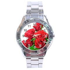 A Bouquet Of Roses On A White Background Stainless Steel Analogue Watch by Nexatart