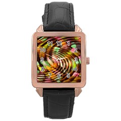 Wave Rings Circle Abstract Rose Gold Leather Watch  by Nexatart