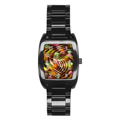 Wave Rings Circle Abstract Stainless Steel Barrel Watch by Nexatart