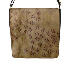 Parchment Paper Old Leaves Leaf Flap Messenger Bag (l)  by Nexatart