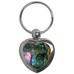 Background Forest Trees Nature Key Chains (heart)  by Nexatart