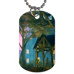 Background Forest Trees Nature Dog Tag (one Side) by Nexatart