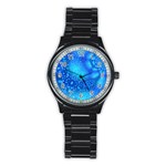 Bokeh Background Light Reflections Stainless Steel Round Watch Front