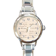 German French Lecture Writing Round Italian Charm Watch by Nexatart