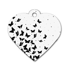 Butterfly Pattern Dog Tag Heart (one Side) by Valentinaart