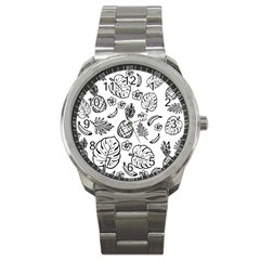 Tropical Pattern Sport Metal Watch by Valentinaart