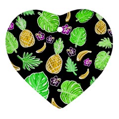 Tropical Pattern Heart Ornament (two Sides) by Valentinaart