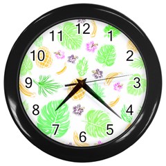 Tropical Pattern Wall Clocks (black) by Valentinaart