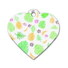 Tropical Pattern Dog Tag Heart (one Side) by Valentinaart