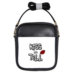 Kiss And Tell Girls Sling Bags by Valentinaart