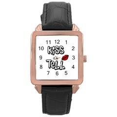 Kiss And Tell Rose Gold Leather Watch  by Valentinaart