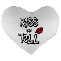 Kiss And Tell Large 19  Premium Flano Heart Shape Cushions by Valentinaart