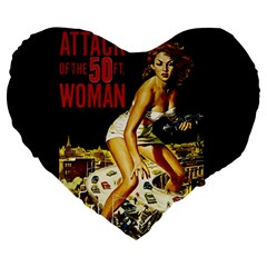 Attack of the 50 ft woman Large 19  Premium Flano Heart Shape Cushions