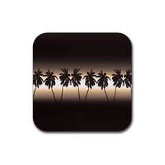 Tropical Sunset Rubber Coaster (square)  by Valentinaart