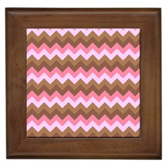 Shades Of Pink And Brown Retro Zigzag Chevron Pattern Framed Tiles by Nexatart