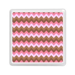 Shades Of Pink And Brown Retro Zigzag Chevron Pattern Memory Card Reader (square)  by Nexatart
