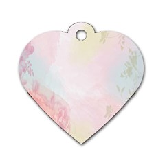 Watercolor Floral Dog Tag Heart (one Side) by Nexatart