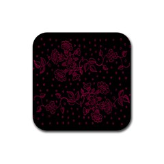 Pink Floral Pattern Background Rubber Coaster (square)  by Nexatart