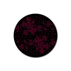 Pink Floral Pattern Background Rubber Round Coaster (4 Pack)  by Nexatart