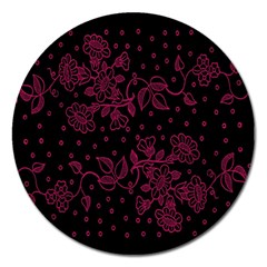 Pink Floral Pattern Background Magnet 5  (round)