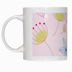 Pretty Summer Garden Floral Bird Pink Seamless Pattern White Mugs by Nexatart