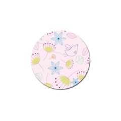 Pretty Summer Garden Floral Bird Pink Seamless Pattern Golf Ball Marker (10 Pack)