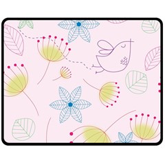 Pretty Summer Garden Floral Bird Pink Seamless Pattern Double Sided Fleece Blanket (medium)  by Nexatart