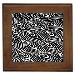 Digitally Created Peacock Feather Pattern In Black And White Framed Tiles by Nexatart