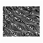 Digitally Created Peacock Feather Pattern In Black And White Small Glasses Cloth (2-Side) Back