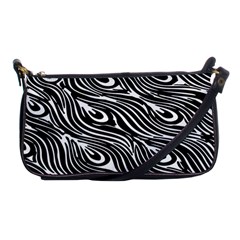 Digitally Created Peacock Feather Pattern In Black And White Shoulder Clutch Bags by Nexatart