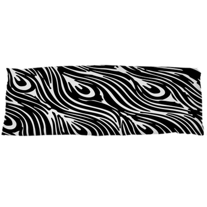 Digitally Created Peacock Feather Pattern In Black And White Body Pillow Case Dakimakura (Two Sides)