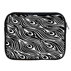 Digitally Created Peacock Feather Pattern In Black And White Apple Ipad 2/3/4 Zipper Cases by Nexatart