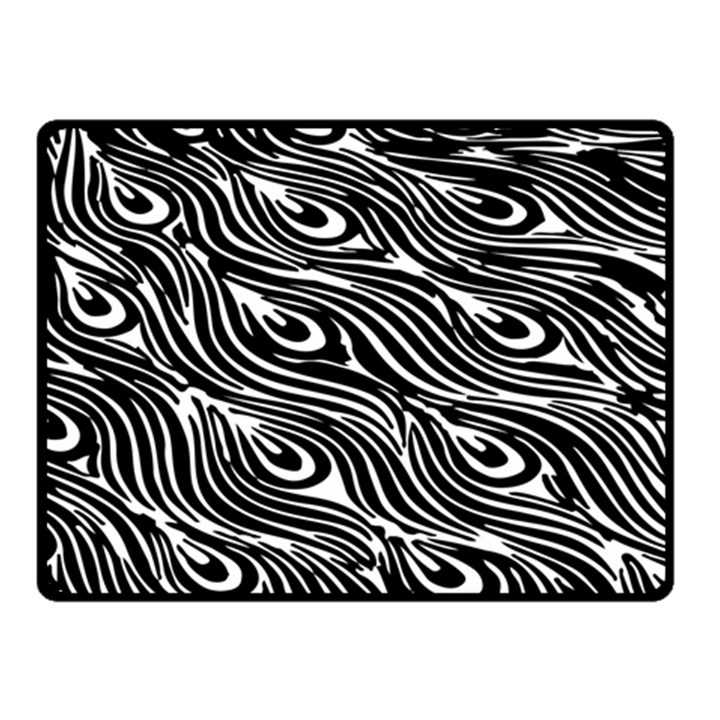 Digitally Created Peacock Feather Pattern In Black And White Double Sided Fleece Blanket (Small) 