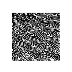 Digitally Created Peacock Feather Pattern In Black And White Satin Bandana Scarf by Nexatart