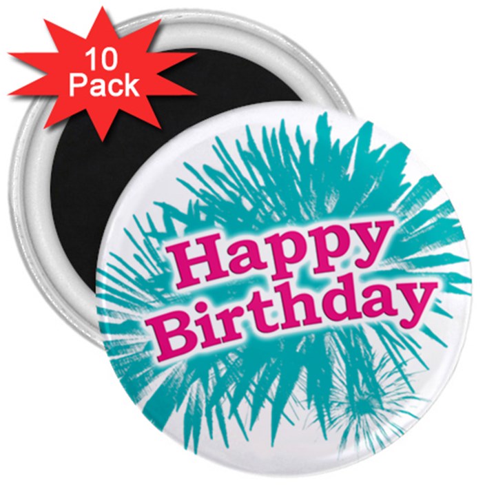Happy Brithday Typographic Design 3  Magnets (10 pack) 