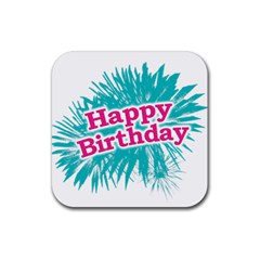 Happy Brithday Typographic Design Rubber Coaster (square)  by dflcprints